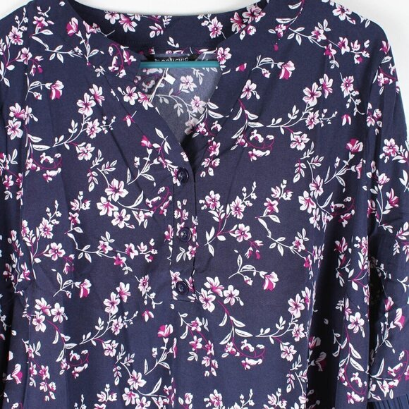 Bloomchic Ditsy Floral Pleated Cuffs Blouse, 1X, NWT - Picture 4 of 6